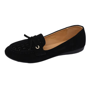 Elegant Women Leather Ballet Flats with Embroidery Detail and Round Toe 5018-43