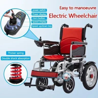 Electric wheelchair elderly disabled four-wheeled elderly scooter 25-35 km Powerful dual motor light folding intelligent automatic multi-function Four-wheel with damping system Battery life design for Adult Folded Intelligent