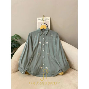 Kemeja Wanita Bordir Pita Premium Ila.Fashion77 Atasan Casual Korean Khansa Top Baju Motif