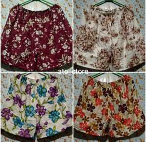 CELANA COLOR PENDEK WANITA BAHAN RAYON MOTIF BUNGA RANDOM