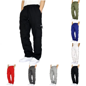 กางเกงคาร์โก้ผู้ชายทรงหลวม Overall Katun หนักพร้อมเชือกรัดข้อเท้าที่ปรับได้