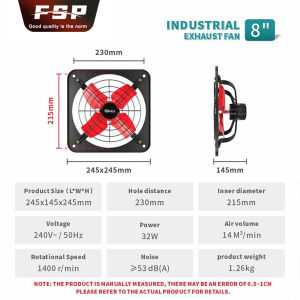 Exhaust Fan 8/10/12/14/16/20 Inch Indoor Ventilation Exhaust Fan Kitchen Bathroom Office Window Exhaust Fan All Metal High Power High Suction Ventilator
