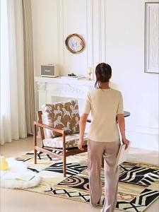 American Retro Single Leisure Home Solid Wood Sofa Chair Living Room Balcony Lazy Backrest Printed Fabric Sofa Chair