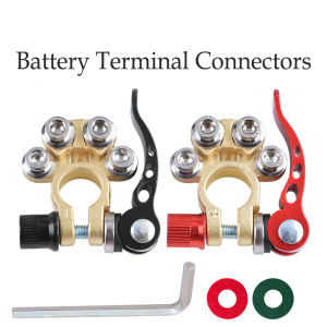2Pcs Car Battery Terminal Connectors Quick Release Disconnect Car Battery Terminal 4 Way