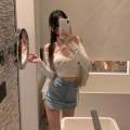 TOFASHIONS Skirt Women Denim Korean Style Skirt Women Demin Shorts Big Size Fashion Elasticity High Waist Loose Thin Casual Pant INS Female Pants Seluar Pendek Denim 22092006. 