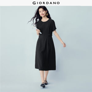 Giordano Women Dress Adjustable Woven Round Neck Fitted Waist Maxi Slight Stretch Free Shipping 05466086