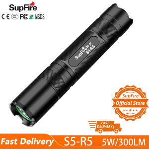 SUPERFIRE Flashlight S5/S5-R5 Mini Portable Flashlight Multimode lighting 220lumens/338lumens rechargeable Torchlight 18650 Li-ion battery IP46 waterproof Christmas gift Birthday gift