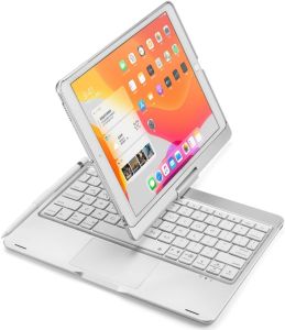 COCOQAC 360 Rotating Keyboard for iPad Air 11" (M3/M2 2025/2024)/ Air 4th 5th Gen 10.9"/ Pro 11 4th 3rd 2nd 1st Gen Keyboard Case with Touchpad 7 Color Backlight Foldable Backlit KeyboardRose Gold