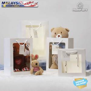 Gift Craft Paper Handbag Transparent Window Flower Bouquet Bag Box Wedding Birthday Festival Candy Packaging Bag