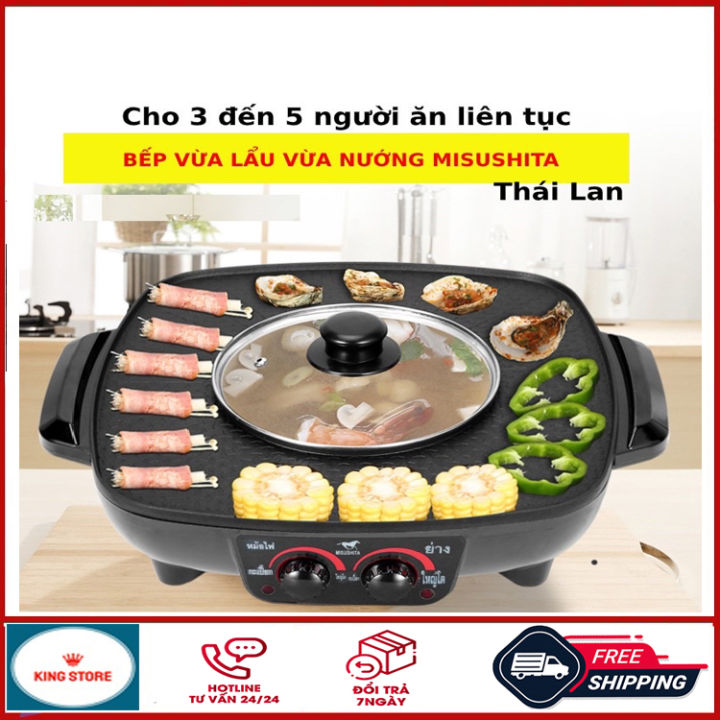 [CAO CẤP] Bếp lẩu nướng đa năng 2in1, nồi lẩu nướng đa năng Misushita ...