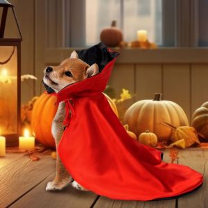 CROSSTIME Stand-Collar Halloween Pet Cape Comfortable Adjustable Dogs Wizard Outfit Funny Easy To Wear Cat Cloak Party