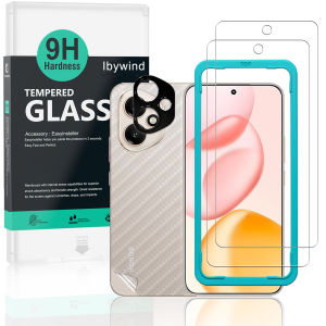 Ibywind For Honor 400 5G Screen Protector(Pack of 2)with 1Pc Metal Lens Protector 1Pc Carbon Fiber Back FilmEasy Install Kit