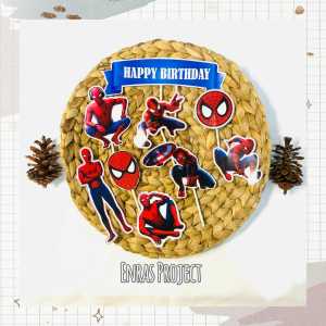 PART I TOPPER CAKE SPIDERMAN ||| 1 SET MINI TOPPER CAKE / TUSUKAN KUE / HIASAN KUE