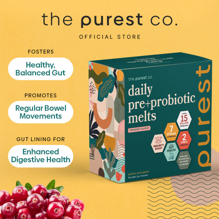 Purest Co Daily Pre Probiotic Melts 30s Gut Health Debloat