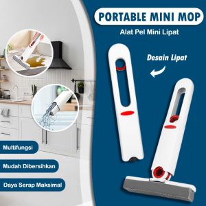 IDEKU  Alat Pel Lipat Mini Portable Multifungsi – Mini Mop Portable Pembersih Kaca Mini Lipat Alat Pel Air Noda Portable Pel Spons Busa Pembersih Lantai Rumah Dapur Alat Pel Tarik Pel Toilet