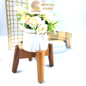 Giá Để Chậu Cây/ Kệ Để Chậu Cây Kiểng Cmart Home Chất Liệu Gỗ Tràm Màu Gỗ Tự Nhiên - Kích Thước Cao 11.5 cm x Rộng 16.5 cm