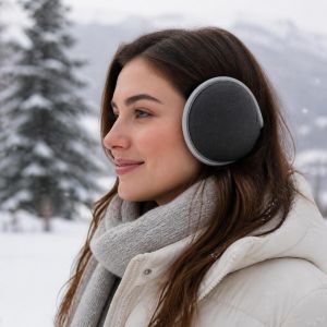 HOUCHU Soft Winter Foldable Earmuffs Plush Reflective Ear Cover Fashion Solid Color Earflap Winter