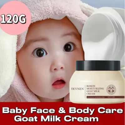 Baby Face & Body Care Goat Milk Cream Childrens Goat Milk cream moisturizer Moisturizing Bright Nourishing Shrink Pores Whitening for Face Skin Care Krim wajah dan tubuh untuk bayi