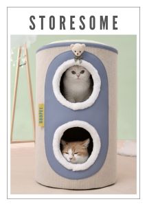 Hoopet Series Adorable Bear Cat Condo Tower Climbing Post With Two Openings