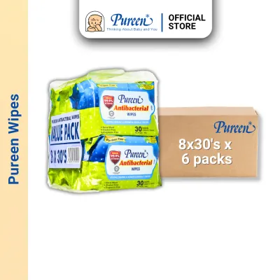 PUREEN ANTIBACTERIAL HYGIENE WIPES 8X30s X 6 PACKETS