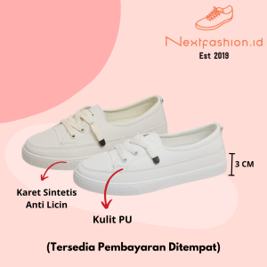Sepatu Sneakers Kanvas Wanita warna Putih / Beige 229 Nextfashion