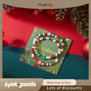 Heabety Fashion Christmas Colorful Beads Multi Element Bracelets For Women Santa Claus Snowflake Tree Bracelet Party Jewelry