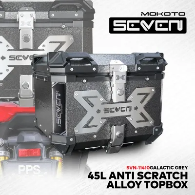 SEVEN SERIES 45L ALLOY TOP BOX X DESIGN V1 ANTI SCRATCH 45LITER REAR HEAVY DUTY TAIL BOX UNIVERSAL FOR MOTORCYCLE