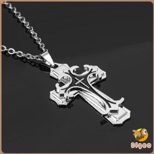 Digeo Black/Gold Jesus Cross Pendant Necklace Gift Men Women Jewelry Accessories
