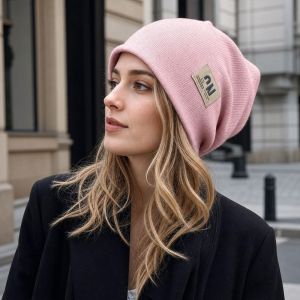 MIRELAE Warm Winter Hat Windproof Coldproof Beanie Hat Casual Letter Knitted Pullover Cap for Women