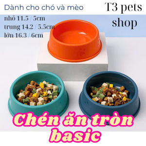 chén tròn nhựa màu basic cho chó mèo - T3 PETS SHOP