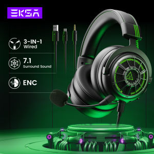 EKSA StarEngine Pro 3-in-1 Wired Headset with Microphones E5000 Pro Gaming Headphones for PC/PS4/PS5/Xbox/Switch 7.1 Surround Sound ENC Call Noise Cancelling
