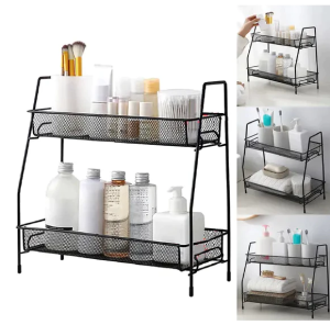 Spice Rack Organizer for Counter top Space Saving 2 Tier Metal Shelf Stand for Office Kitchen Pantry Bathroom Keimav