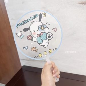 Creative Cartoon Sanrio Hello Kitty Handheld Fan Kuromi My Melody Cinnamoroll Mini Portable PVC Hand Fans Summer Cute Fan Student Gifts