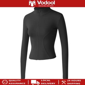 Women Zip-Up Running Jacket Quick-Drying Sun Protection Sport Coat Adjustable Long Sleeve Activewear for Indoor Outdoor Sports