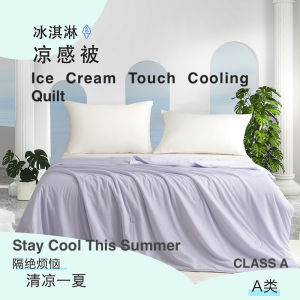 (SG Seller)Cooling Ice Silk Summer Blanket – Washable Air Conditioner Quilt in Minimalist Pure Colors for Deep Sleep  Ice Cream Touch Cooling Quilt