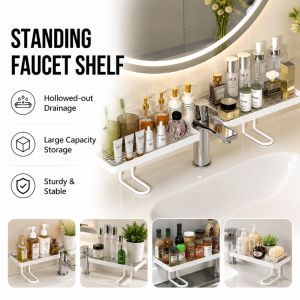 Freestanding faucet shelf for bathroom vanity no drilling required kitchen sink shelf 50cm