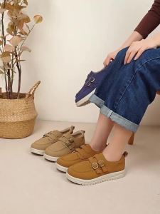 Large Size Closed-Toe Low-Top Shoes 2025 Spring/Autumn Vintage Suede Loafers Casual Moccasins
