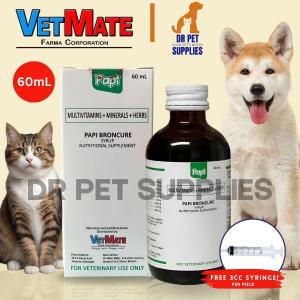 Free 3cc Syringe 60ml Papi Broncure Dogs Cats Respiratory Infection Relief Dog Cat