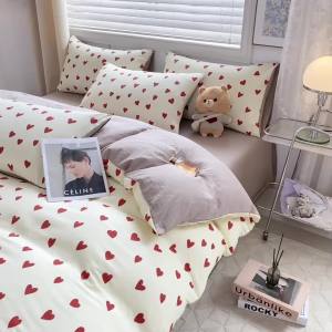 a Maternity-grade Washed Cotton Four-piece Bedding Set for Students Dormitory Single Three-piece Set All-season Universal Bedding 3LZD