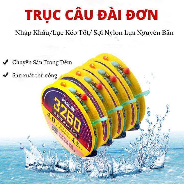 Dây Trục câu đài buộc sẵn cước câu cá 3260 , tảng hình cao cấp , cước trục fluorocacboncao chống mài mòn cực cao