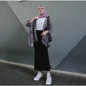 Cardigan Rajut Pita Elegan Oversize dengan Kerah Bulat - Popy Knit Cardy Premium