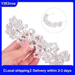 【Local shipping】 Bridal Wedding Headband Crystal Flower Tiara Crown Pearl Rhinestone Hair Band