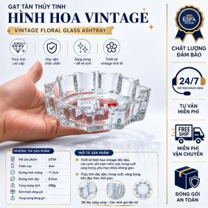 Gạt Tàn Thuỷ Tinh Cao Cấp Kiểu Dáng Tròn Hoa Mai Sang Trọng GT04
