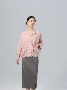 9339 One Size (45-75kg) Pleated Manual Crimping Coat Single Breasted Loose All-Matching Cardigan