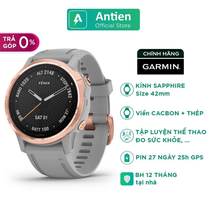 Đồng hồ thông minh Garmin Fenix 6S Sapphire, 42mm, Carbon Gray DLC
