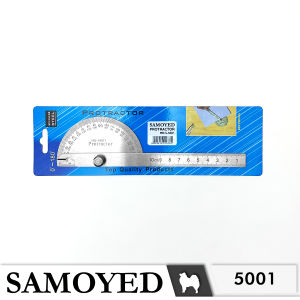 Penggaris Busur Derajat / Sudut Besi / Stainless Steel Protractor / Angle Ruler / Finder 180 / Half Circle Samoyed PRT-S
