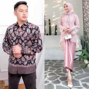 Couple Humaira Dress Kemeja Batik Lengan Panjang Gamis Lilit Kombinasi Outer Cardigan Brokat Payet Mutiara
