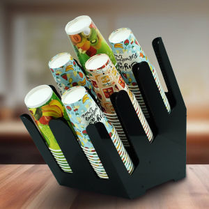 Rak Cup Holder / Rak Paper Cup Akrilik Double Bar 6 Slot