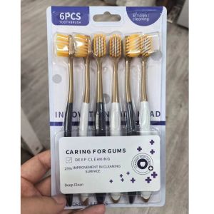 SIMPLE.Jแปรงสีฟัน 1 Set 6 ชิ้น แปรงสไตล์ญี่ปุ่น เกรดพรีเมียมขึ้นห้าง ขนแปรงนุ่ม ด้ามจับถนัดมือ ใช้ทำความสะอาดฟัน ช่องปากได้ดี ด้ามจับสวย แข็งแรง