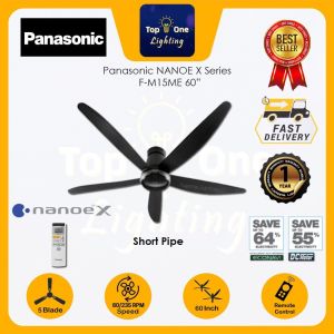 PANASONIC F-M15ME NANOE X 5-BLADE 60 INCH CEILING FAN F-M15MEVBKQH/RH DC Motor NanoeX Econavi Kipas Siling 风扇